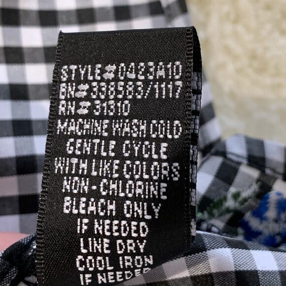 Alyx Blouse Top Black White Blue Floral Check 3/4 Bell Sleeves Blouse Medium NEW - Picture 6 of 9